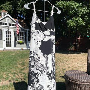 Vintage 90s Stretch Black and White Midi Dress Size 6